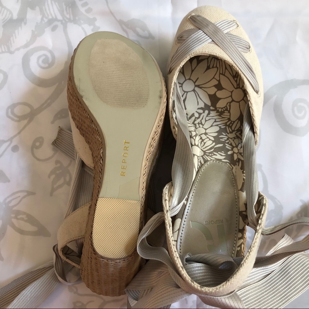 BNIB Report Basketweave Platform Ankle Tie Wedges - Picture 4 of 5